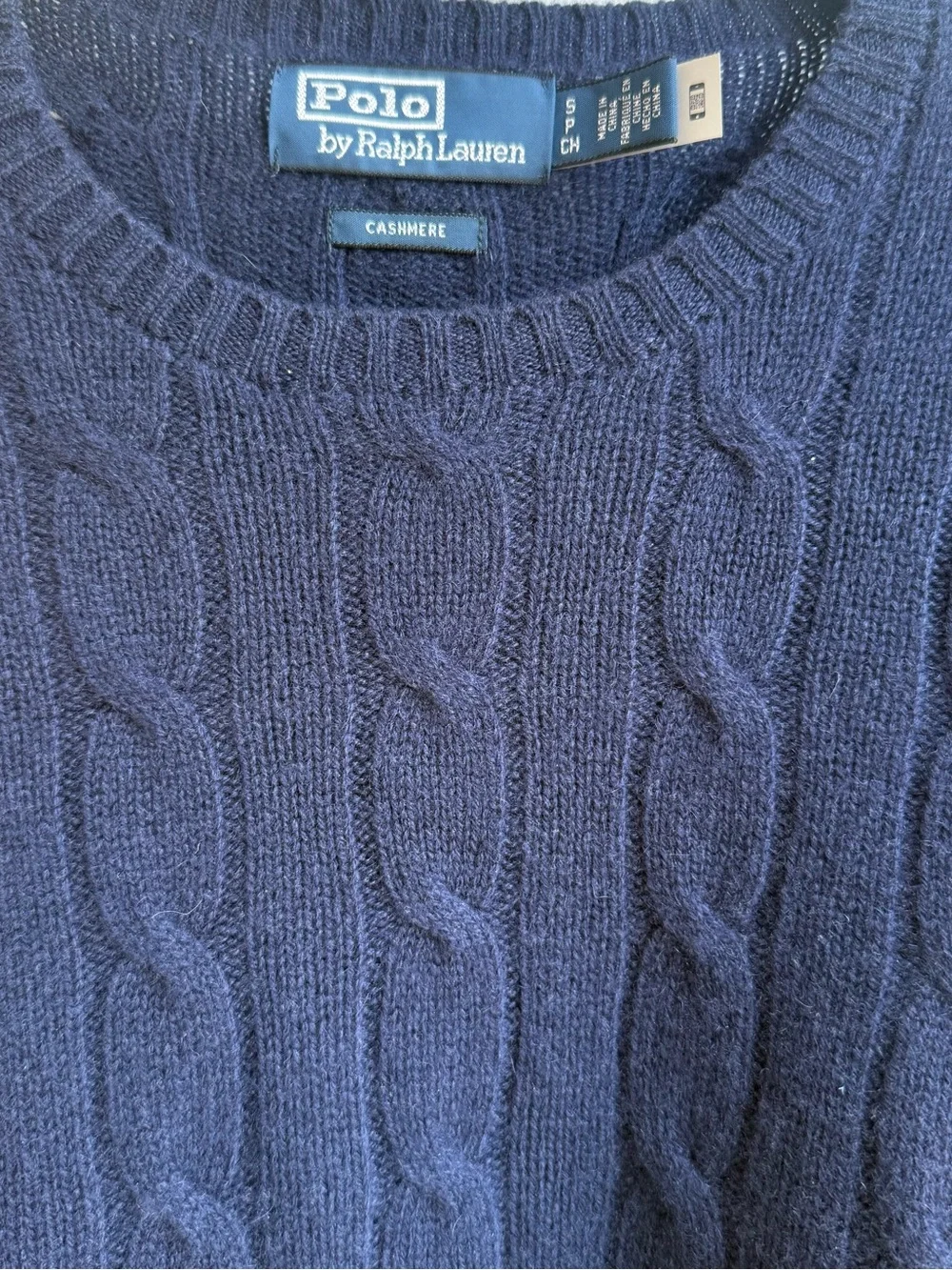 Polo by Ralph Lauren Iconic Cable-Knit 100% Cashmere Sweater. Hunter Navy. - Picture 4 of 8